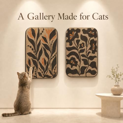 2 Pack Cat Wall Scratcher, Art Cat Scratching Board for Cats - color: Black & White 2