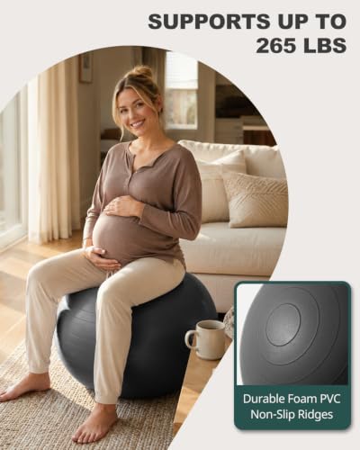 Trideer Yoga Ball for Exercise, Pregnancy, Exercise Ball, Pump Included - color: Black, size: S(15-18ines/38-45cm)