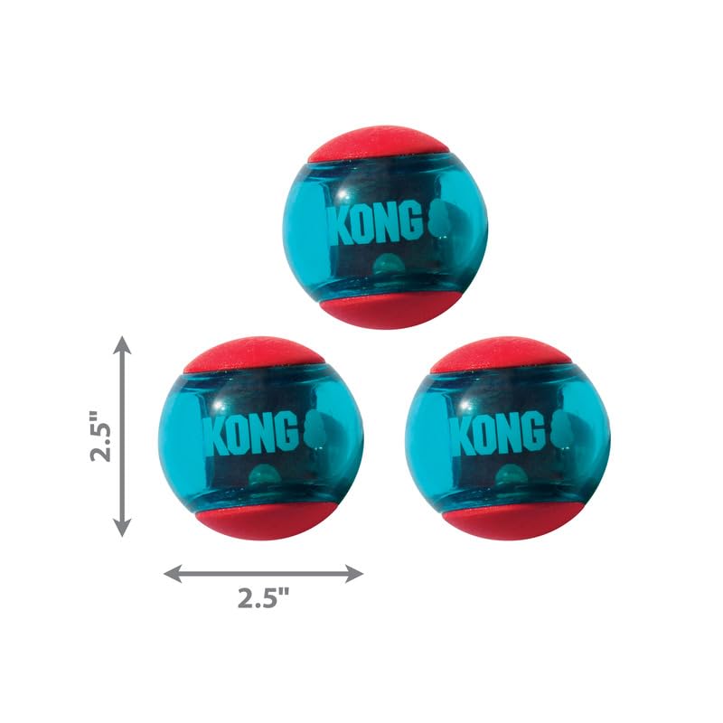 KONG Squeezz Action Ball Dog Toy – Durable Bouncy Ball with Built-in Squeaker – Great for Fetch & Chewers – Stimulates Play & Exercise (Red, Medium (6 Pack)) - color: Red