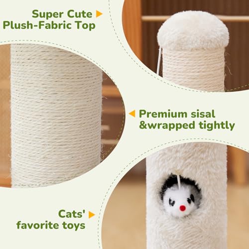 Woochpet Funny Cat Scratching Posts Sturdy Scratcher Posts 23'' Off White - color: Off White, size: 23‘’