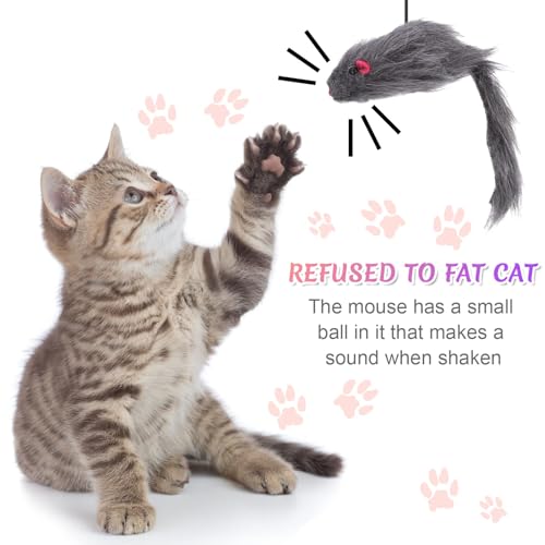 2 Packs Door Hanging Cat Toys - Interactive Mice Chasing Exercise Toys for Indoor Kitten