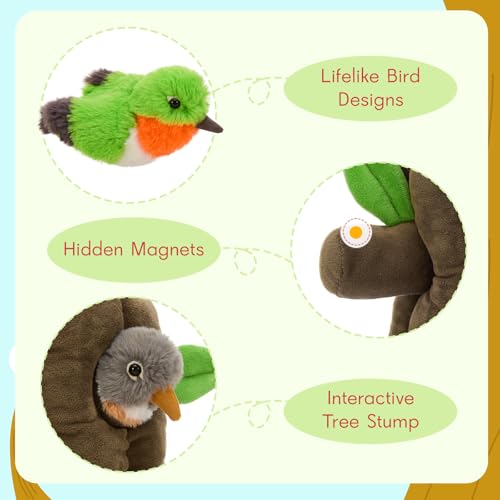 Bird Stuffed Animal Set, Treehouse Plush with 3 Birds & Egg, 12" - style: Bird Treehouse