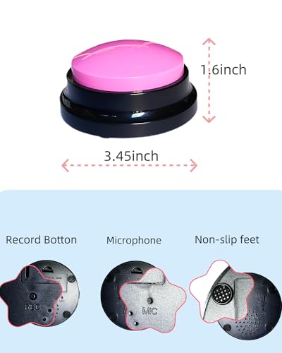 Dog Talk Buttons Voice Recording Button for Communication and Pet Training 30-Second Record & Playback Talking Button for Study, Office, Family, and Kids (Pink, one) - color: Pink