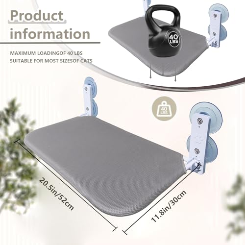 Cat Window Perch Seat Hammock, Foldable Hammock with 4 Strong Suction Cups, Easy to Assemble and Cat Wand,Gray - color: gray