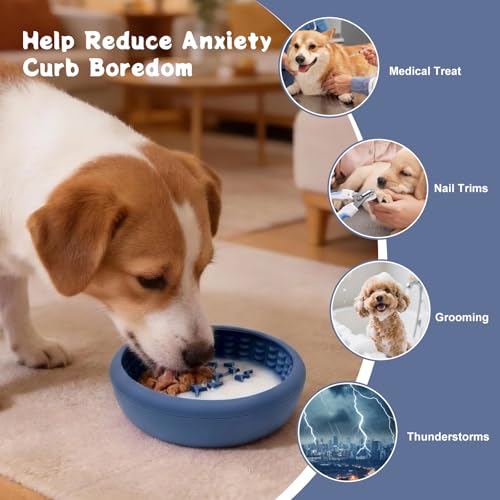 Slow Feeder Dog Lick Bowl, Silicone Feeding Dogs Licking Bowls(Blue, Small) - color: Blue, size: Small