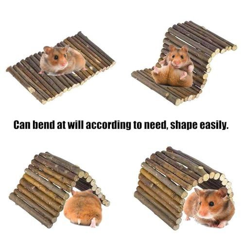PINVNBY Natural Wooden Bendy Hamster Bridge Rat Climbing Ladder Toys - size: L:19.6x3inches, 8.6x4inches