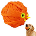 LaRoo Squeaky Dog Ball Toy, Durable Natural Rubber Squeaker Ball Floating Throwing Training, Teeth Cleaning Chew Toy for Pet Small Medium Large Dogs (3.5In Orange) - color: Orange-9cm