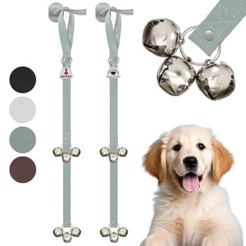 Caldwell's Pet Supply Co. Dog Potty Bells, Dog Door Bell, Bells to Go Outside, Potty Training Bell, Dogs Doorbell, Dogs Potty Doorbell, Ring to Go Pee, All Breed Puppy Training Tool - Gray (Set of 2) - color: Grey, size: Set of 2 Potty Bells