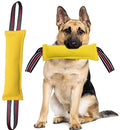 Clysoru Tug Toy for Dogs Tug of War Dog Toy with 2 Strong Red Band Handles Lasting Training Equipment Puppy to Large Dogs Interactive Toy Best for Tug of War Pull Indestructible Rope Toys (Yellow) - color: yellow