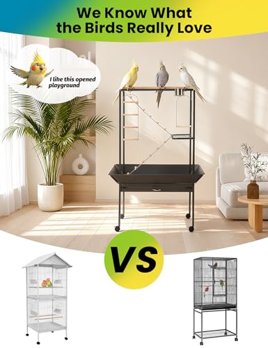 Garvee 64'' H Inch Birdcage Stand Play Center with Perches and Ladders - size: 64'' H