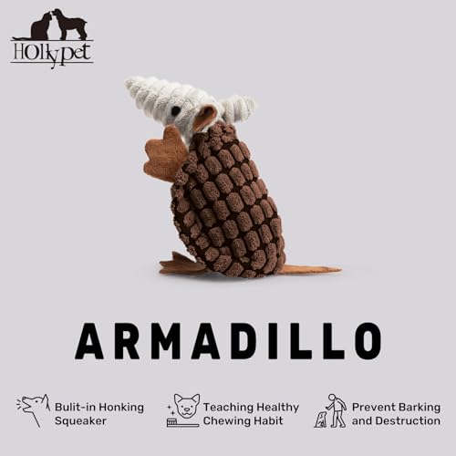 Hollypet Armadillo Squeaky Puppy Dog Toys for Small Medium Dogs, 6" - color: Brown, size: 6 IN