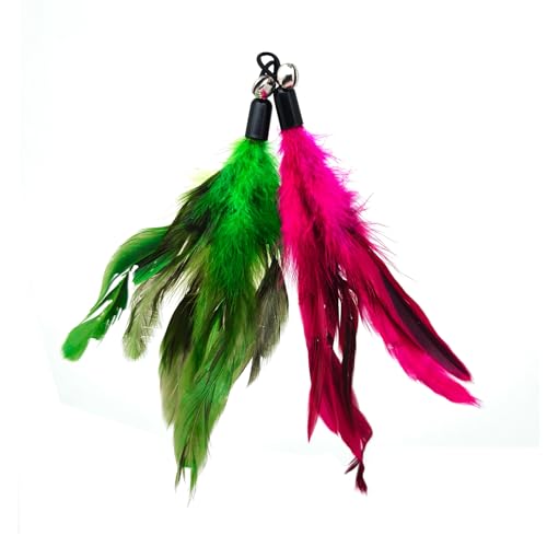 miwoowim 12 Pack Cat Wand Toy Refills with Bells, Teaser Toys Replacement - color: 12 colored feather replacements