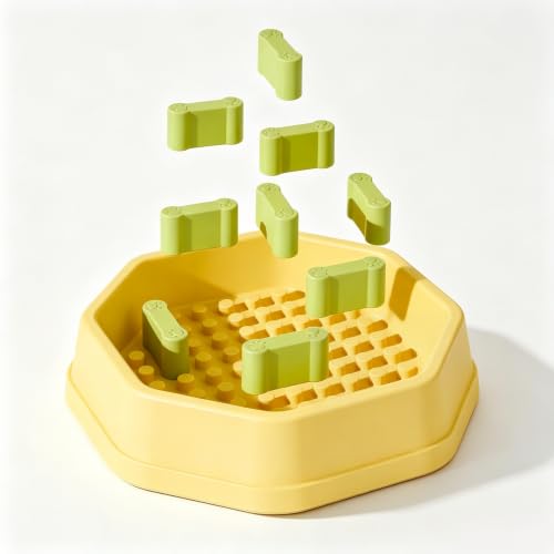 Slow Feeder Bowl with Removable Pegs for Small and Medium Dogs and Cats - color: Yellow
