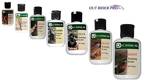 D.T. Systems Training Scent for Pets, 1-1/4-Ounce All 7 Flavors with Free Out Rider Pro Premium Water Bowl Silicone (Portable) Collapsible for Traveling and Hunting and Premium Golden Whistle 120DB