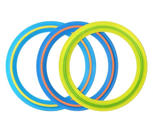 Flying Ring Disc for Age 4+ Kids Adults Beach Pool Toys - color: Yellow，Blue & Turquoise