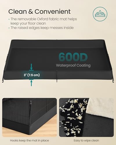 SONGMICS Guinea Pig Cage，Small Animal Playpen with Lid - color: Ink Black, style: 20 Panels - 48.4"L x 24.8"W x 16.3"H