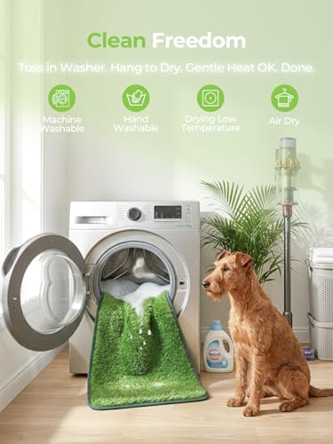 1.2'' Thick Woven Fake Grass Mat for Dog, Glue-Free Artificial Turf Potty Training Pad with Fast Drainage, Machine Washable Pet Pee Pad, Indoor Outdoor Non-Toxic Rug (Large) - size: 23.5'' x 35.5''（Large）