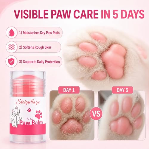 Cat Paw Balm, Lick-Safe Moisturizer for Dry Paws & Nose,1.41 oz - color: pink