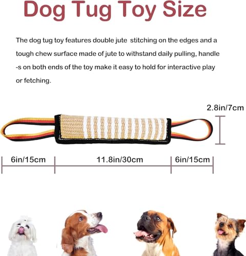 ASOCEA Dog Tug Toy,Bite Jute Pillow Pull Toy Squeaky Dog Toys with Handles