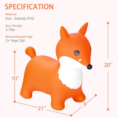 INPANY Fox Bouncy Horse Hopper Toys, Zoo Animal Toys, Gifts Toy for Kid - color: Orange Fox