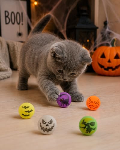 PET SHOW 20 Pack Halloween Cat Toys Bouncy Balls 1.2inch for Indoor Cats - style: 20Pcs Halloween Cat Bouncy Balls