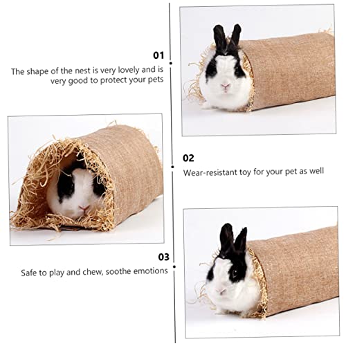 INOOMP Rabbit Tunnel Nest for Small Pets Wear Resistant Grass Linen - size: M