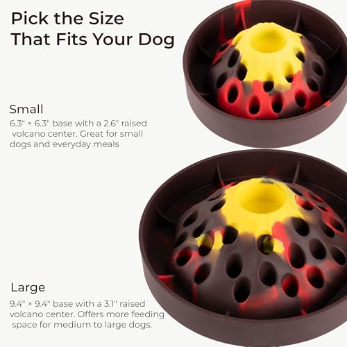PEGGY11 Volcano-Shaped Silicone Slow Feeder Bowl for Dogs - size: Large