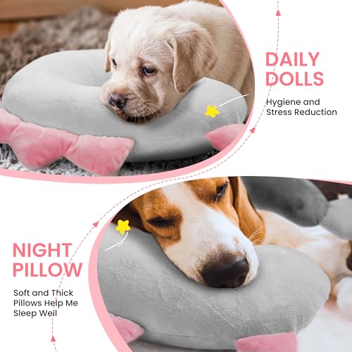 HiPetpy Dog Pillow-Soft Neck Pillows for Dogs, Washable Dog Calming Pillow - color: Pink
