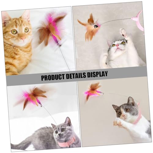 SUPVOX 2-Pack Hands- Feather Collar Toy : Adjustable Silicone Teaser Wand for Indoor Cats - Self-Play Interactive Kitten Toy with Bell