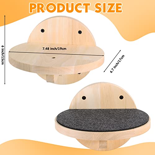 Maitys 6 Pcs Cat Wall Mounted Shelves, Cat Wall Furniture with Scratching Non Slip Felt, Shelves Climbing Steps, Thick Secure Solid Wood Floating Shelf for Sleeping Playing Lounging(Semicircle) - style: Semicircle
