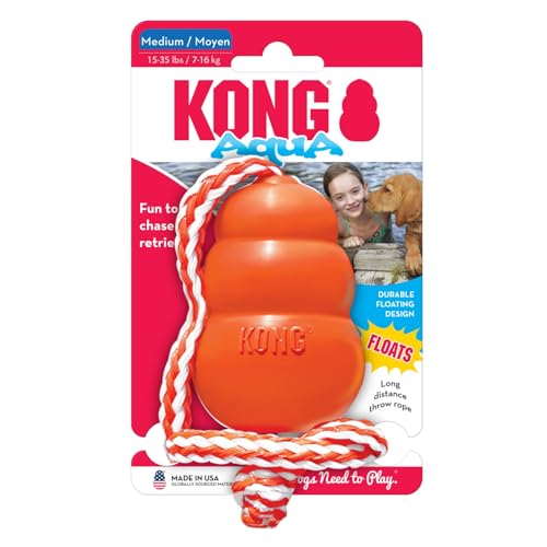 KONG Aqua Floating Fetch Toy, Natural Rubber, Orange, for Medium Dogs - size: Medium (Pack of 1)