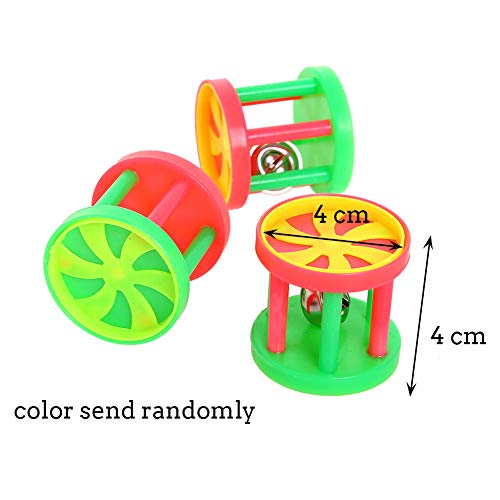QBLEEV Bird Roller Rattles Toys, Parrot Foot Toys, Foraging Chewing Bell Training Trick Toys, Birds Play Gym Activity Center Cage Accessories for Small Parrots-3 Pack - color: Roller Rattles