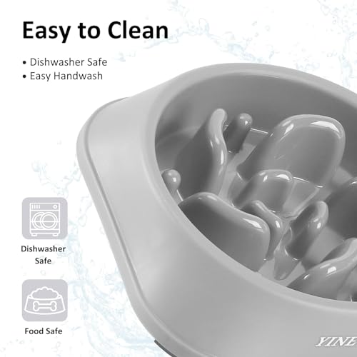 YINEYA 2PCS Slow Feeder Dog Bowls, Pet Supplies that Slow Down Eating, Pet Food Bowls, Maze Dog Puzzle Feeder for Medium Breed - color: B - Gray & Black, size: Medium