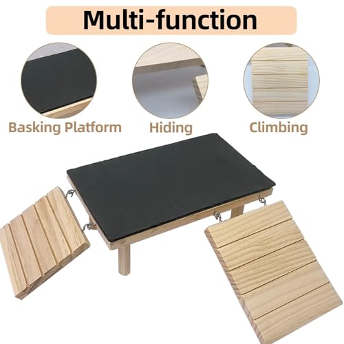 Bearded Dragon Basking Platform Reptile Hideout Climbing Tank Accessories - size: Medium