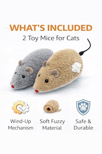 ZYLOSTORE CAT Toy, Mouse for Cats, Interactive Toy, for Indoor Cats,Pack of 2 MICE,Automatic CAT Toy,