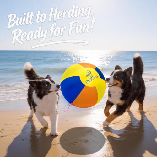 Herding Ball for Dogs, 22" Dog Training Ball with Straps - size: 21.8"
