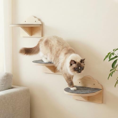 3 Pcs Cat Wall Steps, 7.5-Inch Cat Wall Shelves with Felt Pads