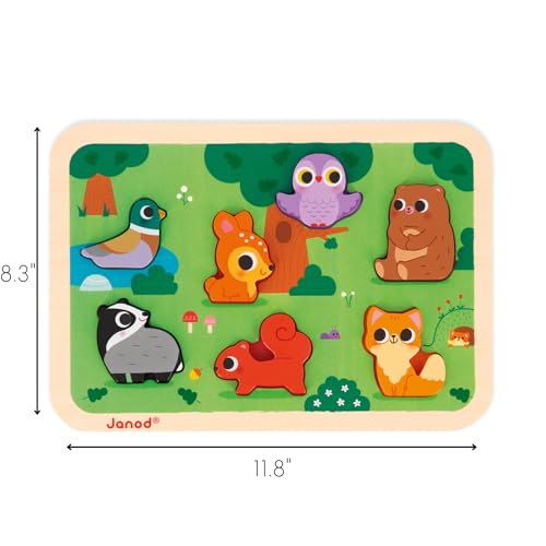 Janod - Chunky pegged Puzzle - Forest - 7 Pieces - style: Forest