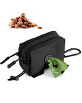 Dog Poop Bag Holder for Leashes, Black Doggie Waste Bag Dispenser and Treat Holder, with Carabiner Hook and Poop Bag Clip, Used Waterproof Wear-Resistant Fabric and 2 Zippered Pouches for Walking - color: Black
