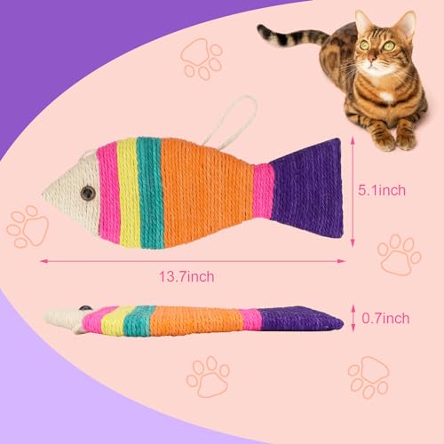 Hypeety Cat Scratching Board Creative Sisal Fish Shaped Cat Claw Pad Toy - color: Fish L