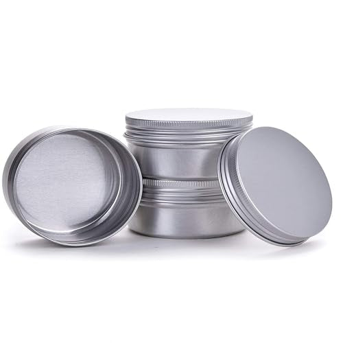 4 Ounce Aluminum Tin Jar Refillable Containers Screw Lid, Silver, 24 Pack - size: 4 Ounce (Pack of 24)