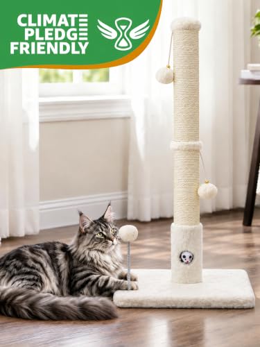 Woochpet Funny Cat Scratching Posts Sturdy Scratcher Posts 33'' Off White - color: Off White, size: 33‘’