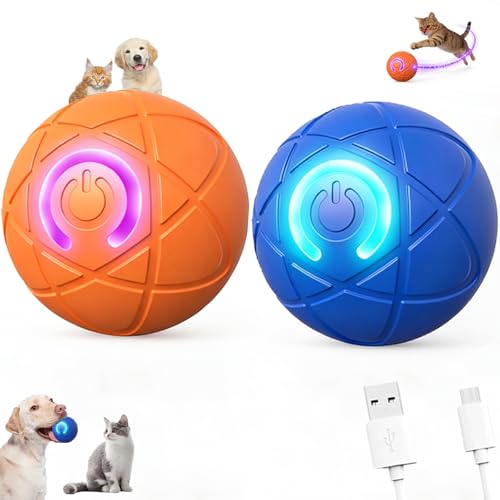 Valentines Day Gifts Dog Balls Interactive Dog Toys 2pc Shaky Ball Toy for Dogs Electric Rolling Pet Toy Dogs ball launcher Dog Chew Toys Rolling Balls for Do gs Smart Jumping Ba ll Training Jolly Toy - color: Orange Blue