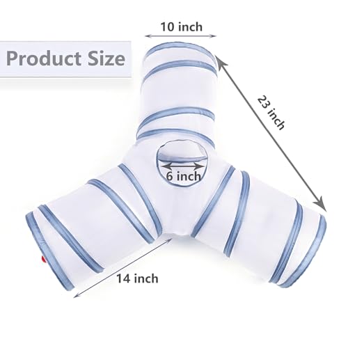 Cat Tunnel Tube Toys, 3 Ways Tunnels for Indoor Cats with Play Ball - color: 3 Way White Gray