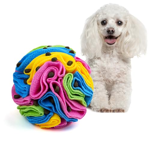 Pet Snuffle Ball, Puzzle Sniffing Interactive Dog Ball for Blind Dogs Training Stress Relief Dog Enrichment Toys Treat Machine Washable (15cm, New Rainbow Color) - color: New rainbow color, size: 15cm