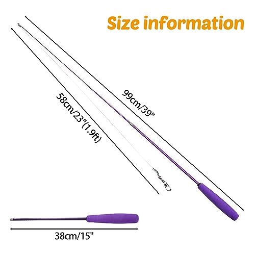 DONGKER Cat Teaser Wand,Retractable Kitten Fishing Pole Toy for Cat Kitten Reduce Boredom(Not Include Replacement)