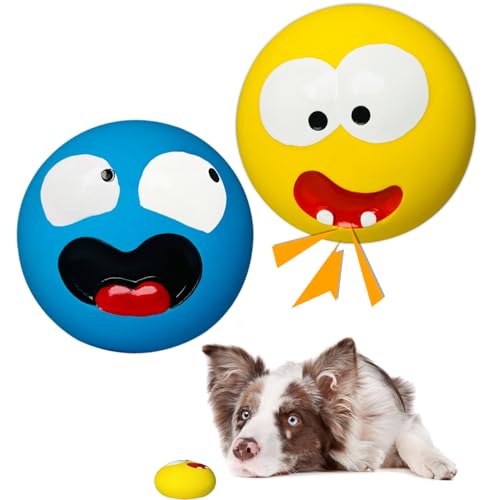 HOLYSTEED 3.3" Latex Squeaky Dog Toy for Large Dog, Medium Breed, Flat Ball