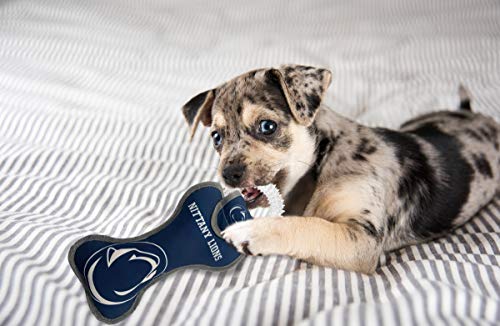Pets First NCAA Penn State Nittany Lions Dental Dog TUG Toy with Squeaker. Tough PET Toy for Healthy Fun, Teething & Cleaning Pets Teeth & Gum - color: Penn State Nittany Lions