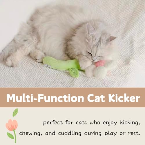 CECE PAW Catnip Refillable Interactive Cat Toy with Crinkle Sound, Flower Kicker Toy for Indoor Cats, Includes 6-Pack Catnip Pouches, Chew, Food Puzzle for Kitten Enrichment - style: Flower