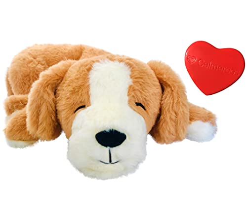 Plush Heartbeat Toy - Calming Anxiety Relief Toys for Puppies and Kittens - Heartbeat in a Soft Comforting Pet Plush for Dogs and Cats (Brown Plush + Heart Only) - color: Brown Plush + Heart Only